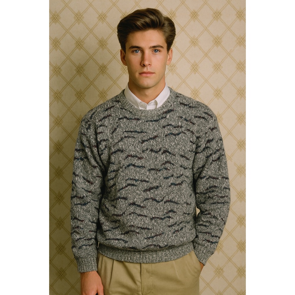 Vintage‎ Michael Gerald Mens Crewneck Sweater Textured Knit Pattern 80s Medium